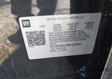 2022 Chevrolet Malibu Fwd Lt from USA, damaged, VIN 1G1ZD5ST2NF130987